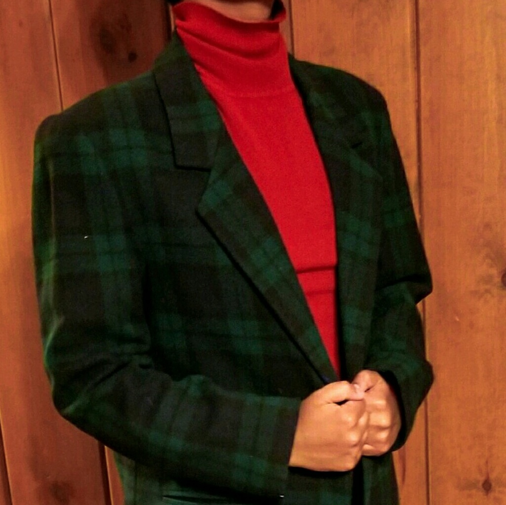 Vintage Green Plaid Blazer